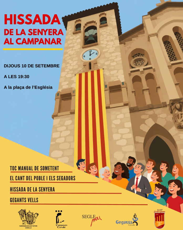 Cervelló celebrarà la hissada de la Senyera al campanar aquest dijous