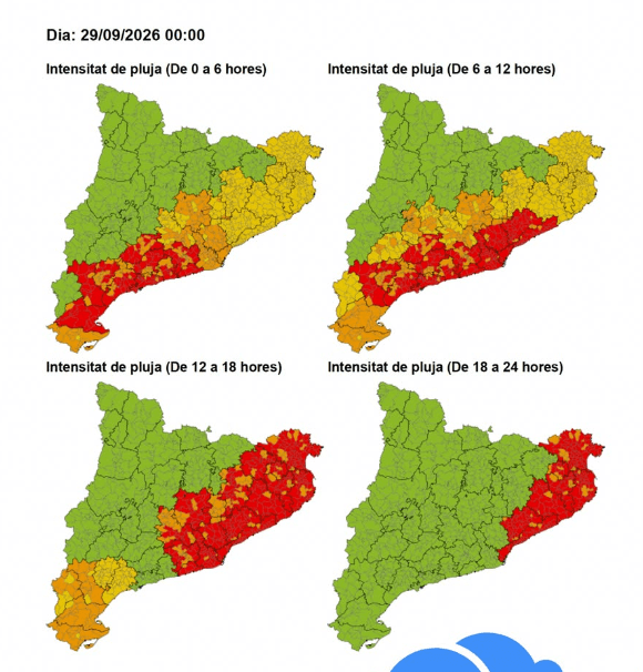 Cervelló alerta de pluja intensa aquest dimarts i preveu tancar l’accés a zones inundables